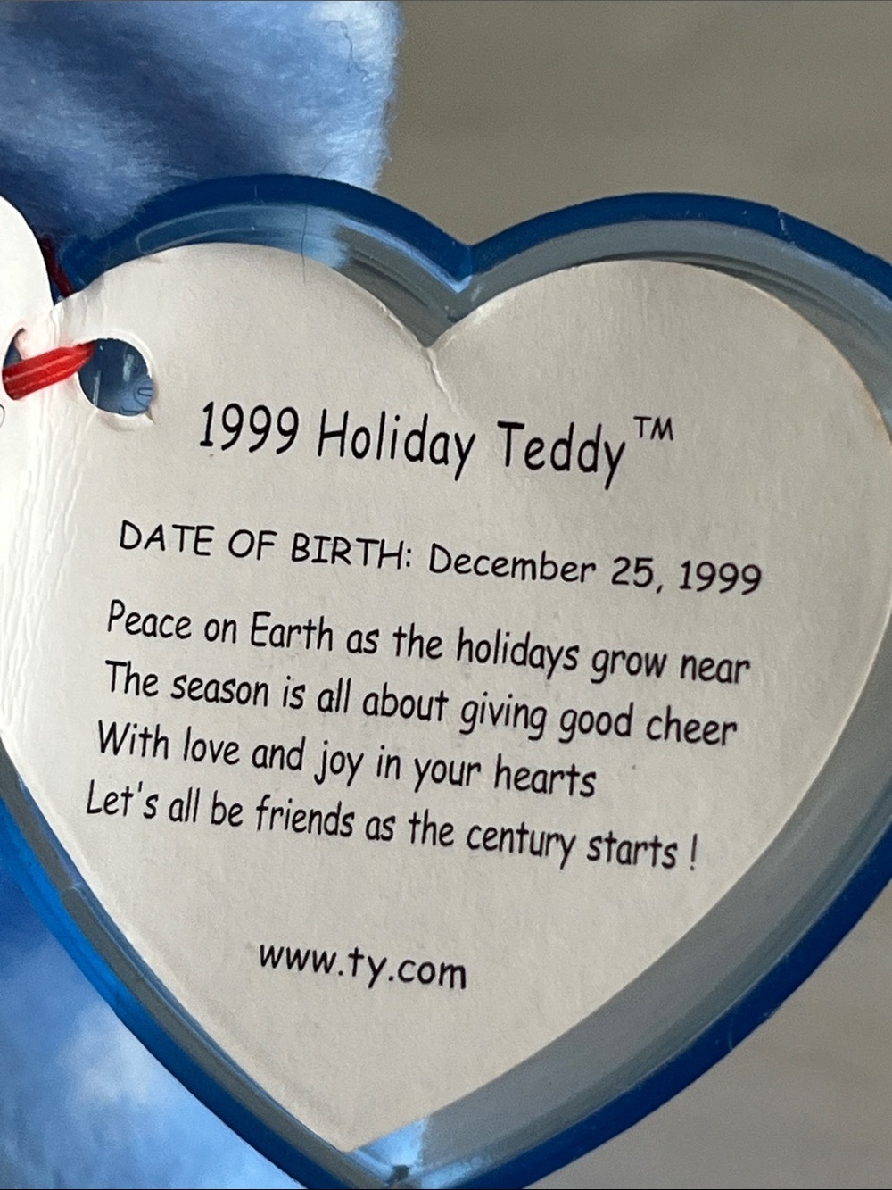 Ty 1999 Holiday Teddy - Blue Snowflake Bear Beanie Baby with Scarf - Picture 4 of 4